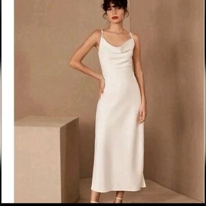 Sachin & Babi Anthropologie Cali Cowl Neck Satin Midi Dress White Size 16W